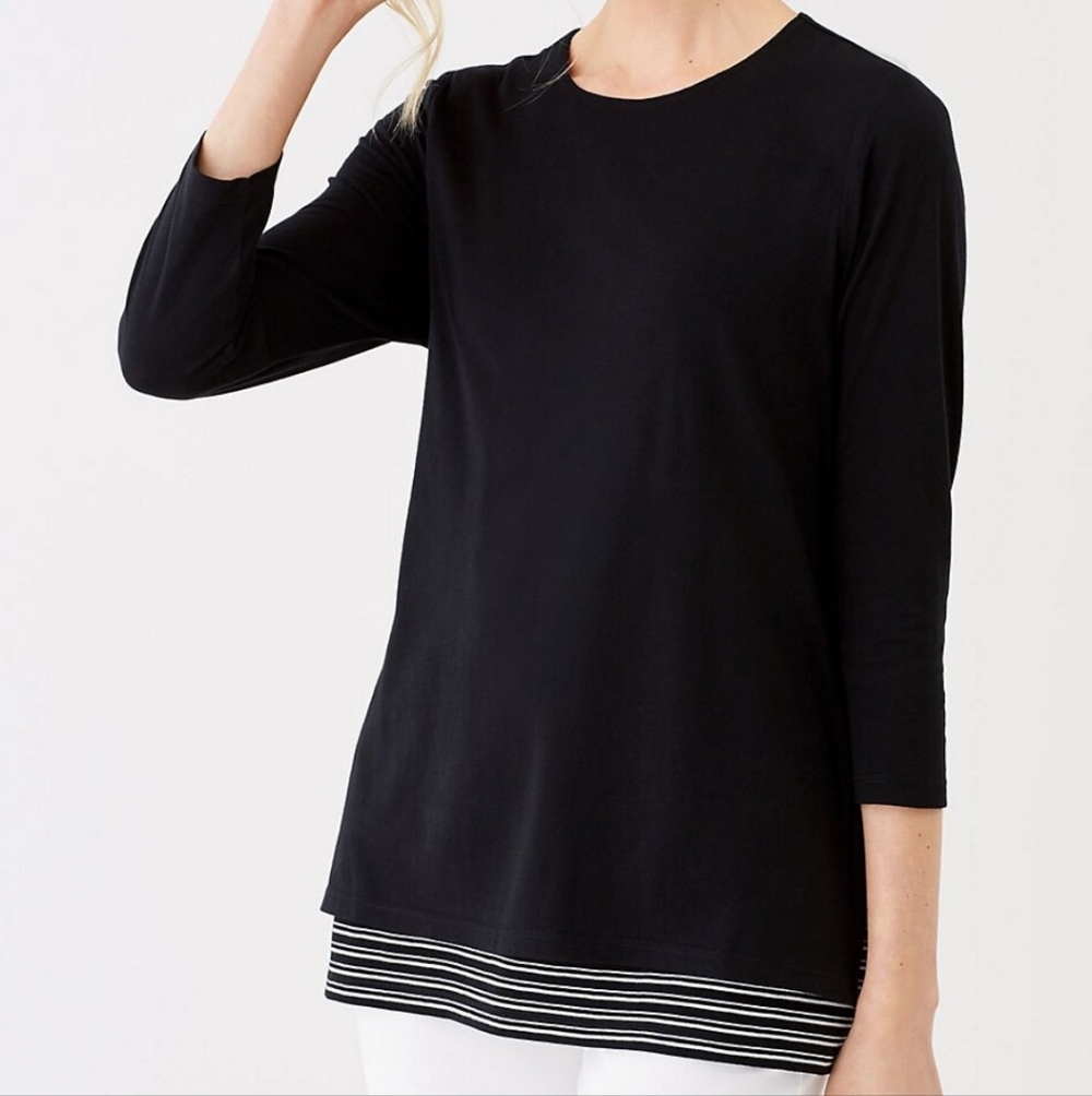 J. Jill Double Layer Round Neck Knit Top Size XL